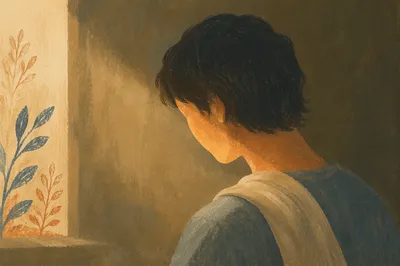 Humble Bowed Head in Gentle Morning Light