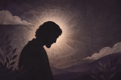 Bowed Silhouette in Gentle Prayer Light
