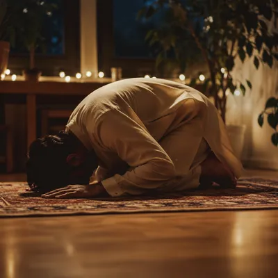 Humble Prayer Bowed in Gentle Light