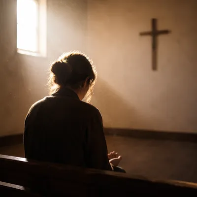 Humble Prayer in Morning Chapel Light