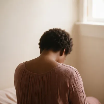 Humble Bowed Head in Gentle Light
