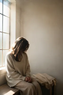 Humble Reflection by Frosted Window Light
