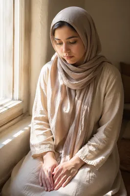 Young Woman in Quiet Reflection by Window
