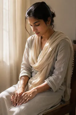 Young Woman by Window in Reflection