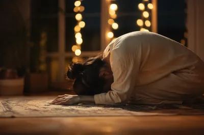 Humble Prayer in Gentle Amber Light