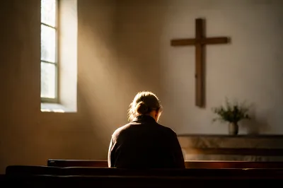 Humble Prayer in Gentle Chapel Light