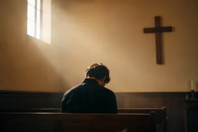 Humble Prayer in Gentle Chapel Light