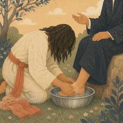 Humble Foot Washing in Quiet Garden