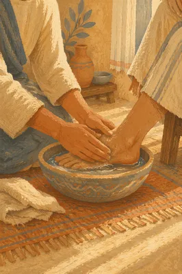 Humble Foot Washing in Morning Light