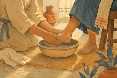 Humble Foot Washing in Morning Light