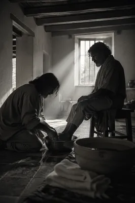 Humble Foot Washing in Quiet Reverence