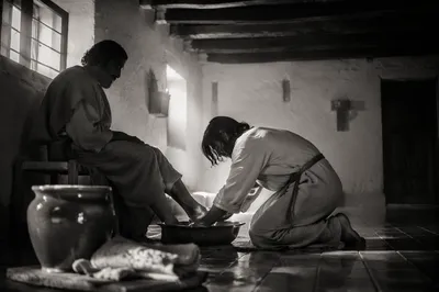 Humble Foot Washing in Quiet Reverence