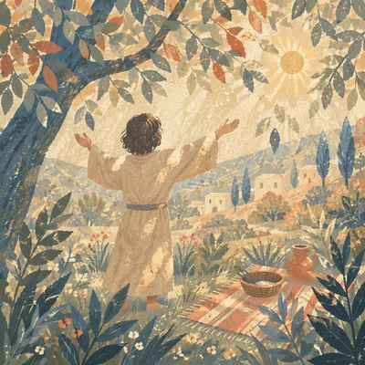 Joyful Sunlight Beneath Green Leaves