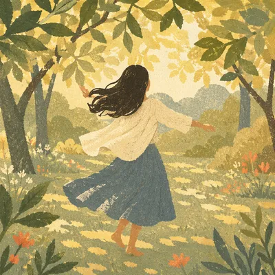 Joyful Sunlight Dance Beneath Spring Leaves