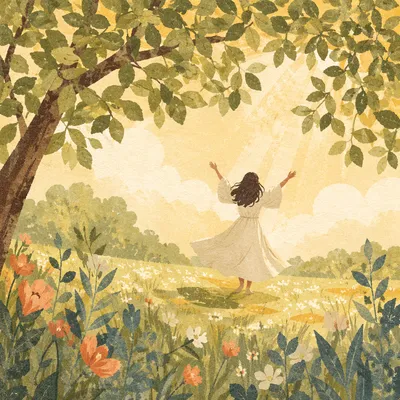 Joyful Silhouette Beneath Summer Sunlight