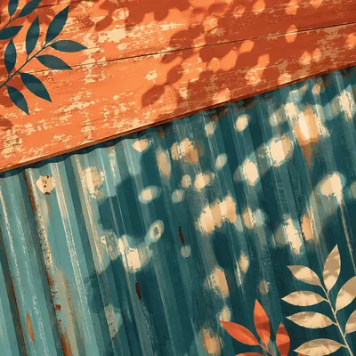 Joyful Sunlight on Teal and Terracotta Textures