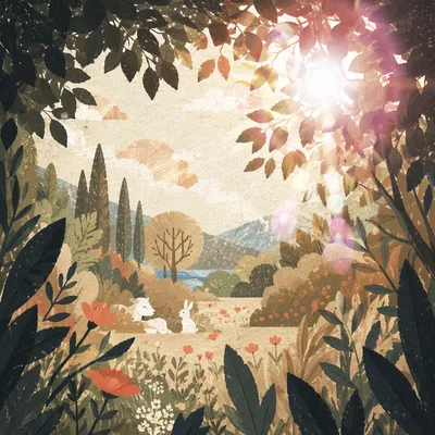Joyful Sunlight Through Forest Leaves