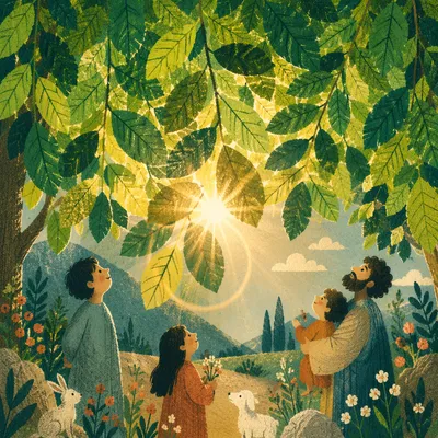 Joyful Sunlight Through Emerald Leaves