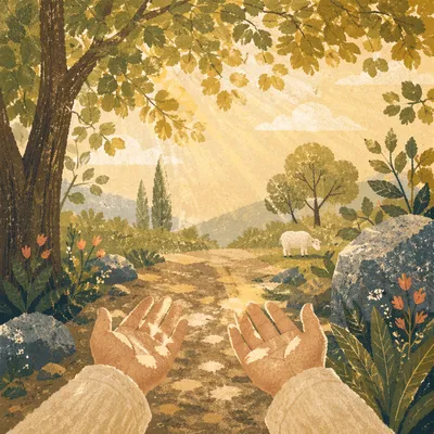 Joyful Sunlight Through Woodland Leaves