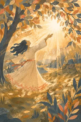 Joyful Dancer in Sunlit Autumn Grove