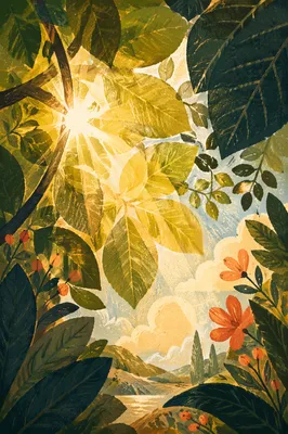 Joyful Sunlight Through Green Leaf Canopy