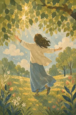 Joyful Sunlight Dancing Through Green Leaves