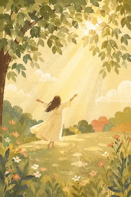 Joyful Silhouette Beneath Sunlit Summer Leaves