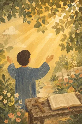 Joyful Sunlight Through Garden Leaves