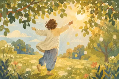 Joyful Sunlight Dancing Through Green Leaves