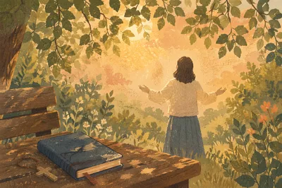 Quiet Christian Joy in Sunlit Grove
