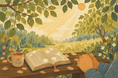Quiet Joy in Sunlit Prayer Grove