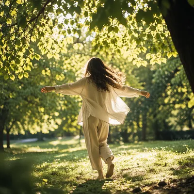 Joyful Sunlight Through Leaves in Park