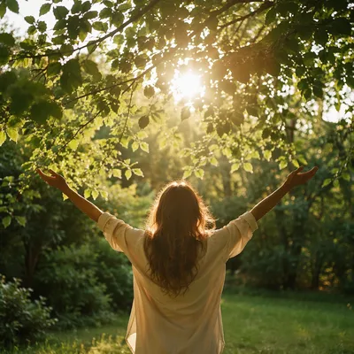 Joyful Sunlight Through Garden Leaves