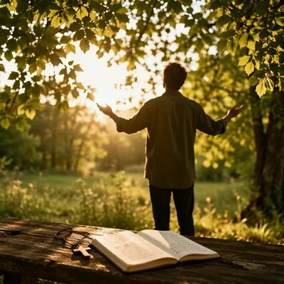 Golden Hour Joy Beneath Leafy Grove