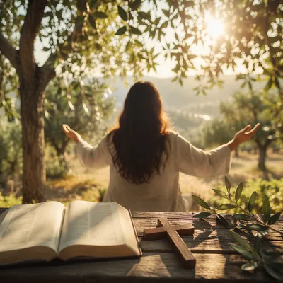 Joyful Morning Prayer in Sunlit Grove