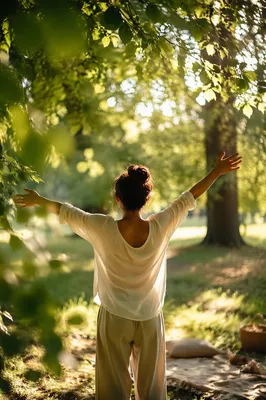 Joyful Morning Sunlight Beneath Green Leaves