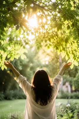Joyful Sunlight Through Garden Leaves