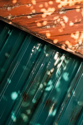 Joyful Sunlight on Teal Corrugated Metal