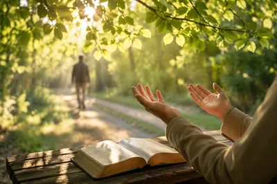 Quiet Christian Joy in Sunlit Spring Leaves