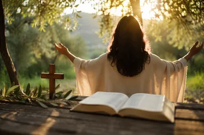 Joyful Sunlight Through Leaves in Prayer