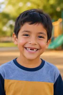 Joyful Boy Smiling With Missing Teeth
