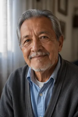 Kind Smiling Elderly Man by Window