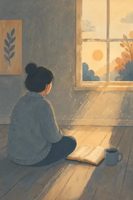 Lonely Morning Prayer by Window Light
