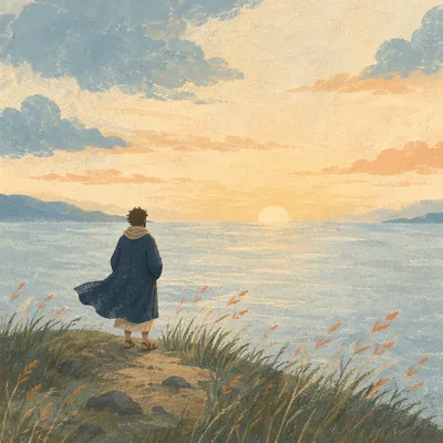 Solitary Figure Watching the Hopeful Horizon