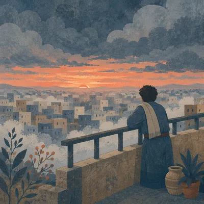 Solitary Rooftop Longing at Dawn