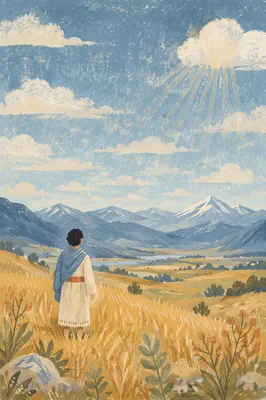 Solitary Longing Figure Before Distant Mountains