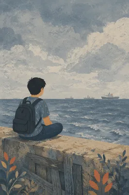 Solitary Figure Facing the Distant Horizon