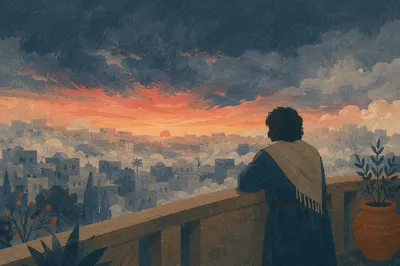 Solitary Figure Longing at Dawn Horizon
