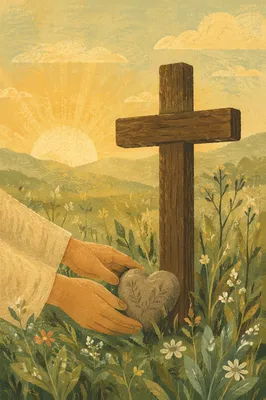 Cross and Heart at Sunrise Meadow
