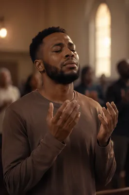 Tearful Young Man in Prayer Hall